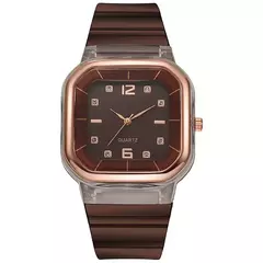 Simples relógio feminino moda silicone quadrado relógio grande dial estudantes na internet