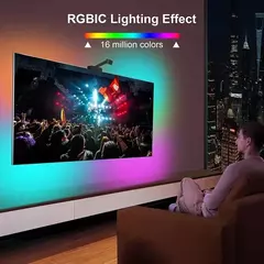Tv luz de fundo ambiente 5v usb rgbic tira luz led com câmera 3.8m 5m app tela - loja online
