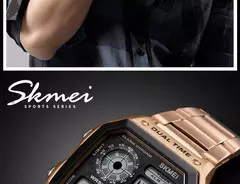 Skmei 1335 pulseira de aço inoxidável relógio digital reloj hombre relógio e - Show Drop