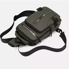Imagem do Homens de náilon mochila peito pacote ombro com porta carregamento usb viagem m