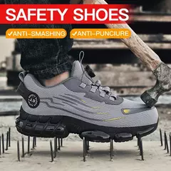Novo botão rotativo sapatos de segurança para homens, sapatos de trabalho anti - comprar online
