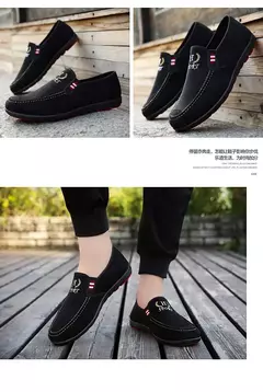 Moda deslizamento-em sapatos de lona masculinos respirável leve confortável sa - Show Drop