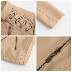 12 cor do plutônio jaqueta feminina lapela zip-up casaco de couro feminino S-4X - loja online