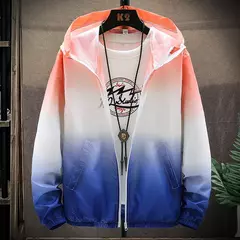 Jaqueta fina de bloqueio de cores masculina, protetor solar, jaqueta casual à p - comprar online