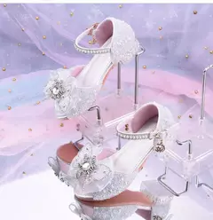 Meninas elegantes crianças sapatos de cristal verão glitter sapatos salto alto na internet