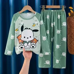 2024 outono crianças conjuntos de pijamas de seda leite menina menino pijamas c - comprar online