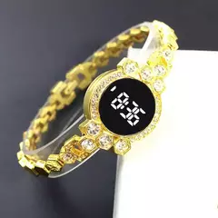 Relógio de pulso em aço inoxidável de luxo para mulheres, relógios de ouro - comprar online