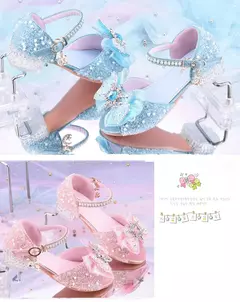 Meninas elegantes crianças sapatos de cristal verão glitter sapatos salto alto - Show Drop