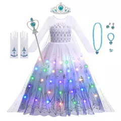 Led light up esa vestidos para meninas crianças cosplay roupas de festa crianç