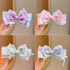 Lolita arco laço grampo de cabelo headpiece cosplay headwear feminino acessóri - Show Drop