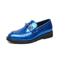 Sapatos de couro brilhantes para homens, mocassins luxuosos, sapatos de banquete - loja online