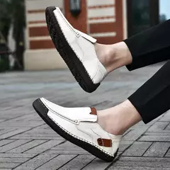 Sapatos masculinos casuais confortáveis deslizamento em mocassins de couro apar na internet