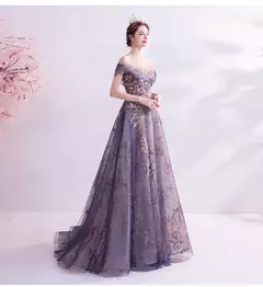 Vestidos de noite femininos de luxo vestidos roxos reunião anual aniversário e casamento na internet