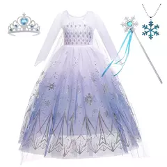 Disney criança meninas cosplay congelado elsa malha trajes neve rainha elsa princesa - comprar online
