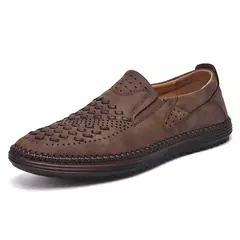Botas de couro artesanais para homens, sapatos de grife casual, macio, andando, - Show Drop