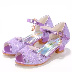 Moda meninas sapatos de salto alto crianças sapatos de couro para meninas princ - Show Drop