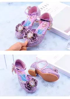 Disney frozen elsa crianças sapatos de salto alto para meninas dos desenhos ani - loja online