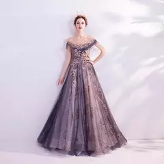 Vestidos de noite femininos de luxo vestidos roxos reunião anual aniversário e casamento