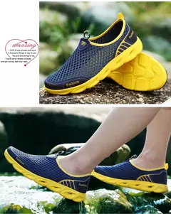 Imagem do Moda Sapatos Casuais Leve Verão Respirável Homens Sapatos Ao Ar Livre Confortável Mulheres Calçado Masculino Senhoras Caminhada Sapatos 36-45
