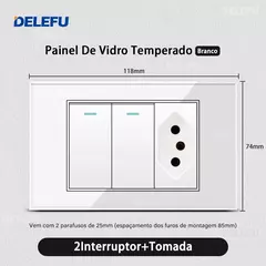 DELEFU 4*2 Vidro Temperado Branco Tomada Padrão Brasil com Dupla USB Tipo C Tom - comprar online