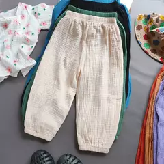 Verão meninos meninas calças de linho algodão casual bebê crianças soltas h - loja online