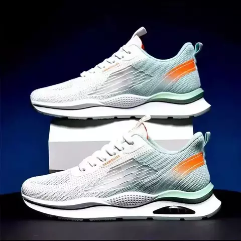 Sapatilhas masculinas casuais de malha leve, sapatos com cordões, sapatos vulca