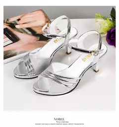 Sandálias femininas 2024 sapatos de verão mulher vestido sapatos bling sapatos - loja online