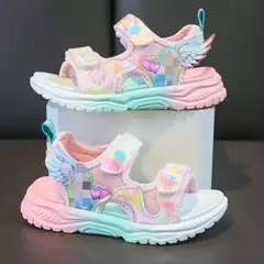 Disney crianças sapatos de verão nova elsa meninas malha praia especial moda i - Show Drop