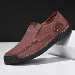 Imagem do Sapatos masculinos casuais confortáveis deslizamento em mocassins de couro apar