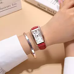 2025 nova moda relógio de cinto fino feminino retângulo quartzo casual numerais roma - Show Drop
