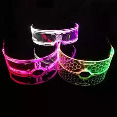 Acrílico led luminoso óculos de festa brilho neon light up viseira óculos dj - Show Drop