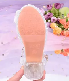 Meninas elegantes crianças sapatos de cristal verão glitter sapatos salto alto