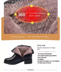 Botas de inverno femininas à prova à prova d&#39;água água couro quente mãe