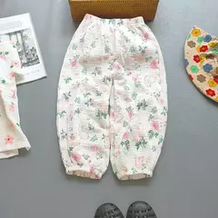 Verão meninos meninas calças de linho algodão casual bebê crianças soltas h
