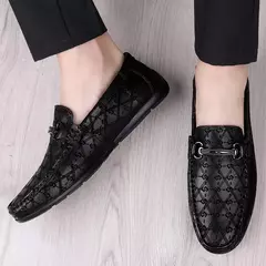 2022 novos mocassins pretos de couro masculino alta qualidade designer sapatos m - Show Drop