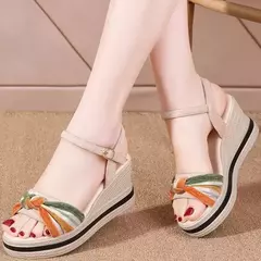 Sandálias ortopédicas de couro feminino, sapatos femininos, calçado estilo ro - comprar online
