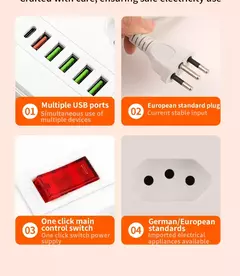 Imagem do Multitap Power Strip com USB Tipo C, Plug Brasil, Tomadas AC, Filtro de Linha, C