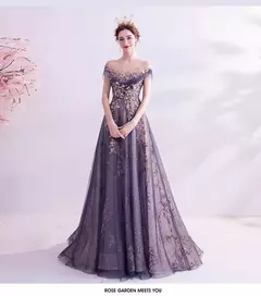 Vestidos de noite femininos de luxo vestidos roxos reunião anual aniversário e casamento - loja online