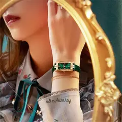Relógios das mulheres Moda Square Ladies Quartz Watch Bracelet Set Dial Verde S
