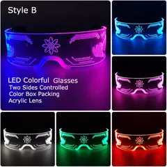 Acrílico led luminoso óculos de festa brilho neon light up viseira óculos dj