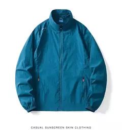 Imagem do Casaco fino masculino com bolso, protetor solar, jaqueta casual de caminhada, go