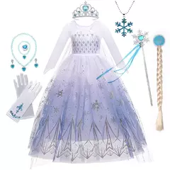 Disney criança meninas cosplay congelado elsa malha trajes neve rainha elsa princesa na internet