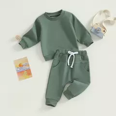 Pudcoco bebê menino 2 peças roupa fofa cor sólida manga comprida moletom e ca - comprar online