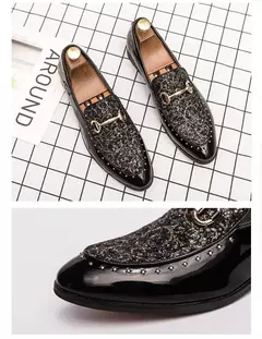 Imagem do Homens vestido sapatos primavera outono deslizamento em couro de patente mocassi