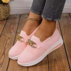 Mulheres tênis de malha trabalho sapatos de designer para mulher leve sola maci - Show Drop