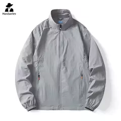 Casaco fino masculino com bolso, protetor solar, jaqueta casual de caminhada, go