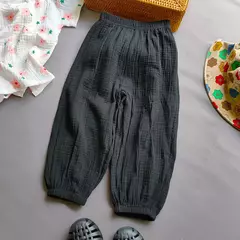 Verão meninos meninas calças de linho algodão casual bebê crianças soltas h - Show Drop