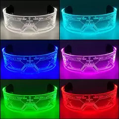 Imagem do Acrílico led luminoso óculos de festa brilho neon light up viseira óculos dj