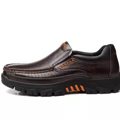 Sapatos para homens mocassins de couro chef sapatos de trabalho conforto penetra - Show Drop