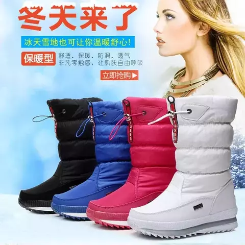 Botas de inverno grossas de pelúcia à prova de água à prova d&#39;água bota - comprar online